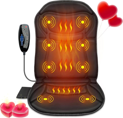 Back Massager Chair Pad,Massage Seat Cushion, Back Massager with Heat, 4 Vibration Intensities & 2 Heat Levels,Electric Back Massager Pain Relief,Body Massager,Gifts for Men,Women