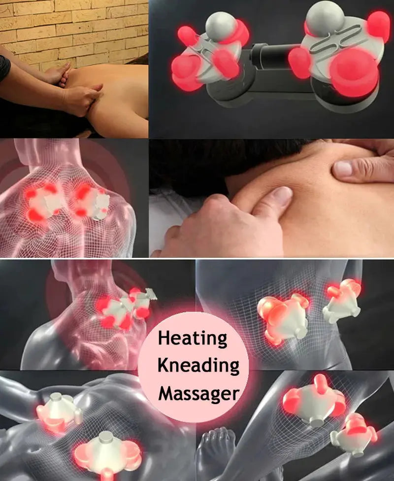 Shiatsu Back Neck and Shoulder Massager with Heat Deep Tissue 3D Kneading Pillow